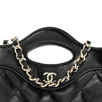 Chanel Shiny Lambskin Quilted Micro 31 Clutch With Chain Black 8 of 11