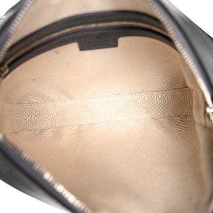 Gucci GG Supreme Monogram Textured Dollar Calfskin Web Ophidia Wristlet Shoulder Bag Grey Black Graphite Grey 5 of 10