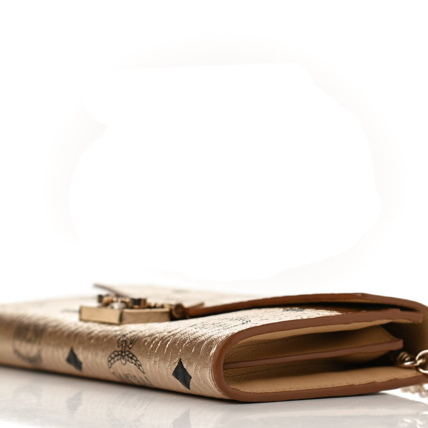 Metallic Visetos Patricia Wallet On Chain Gold
