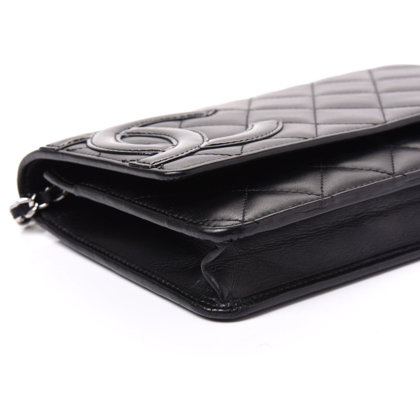 Calfskin Quilted Cambon Wallet On Chain WOC Black