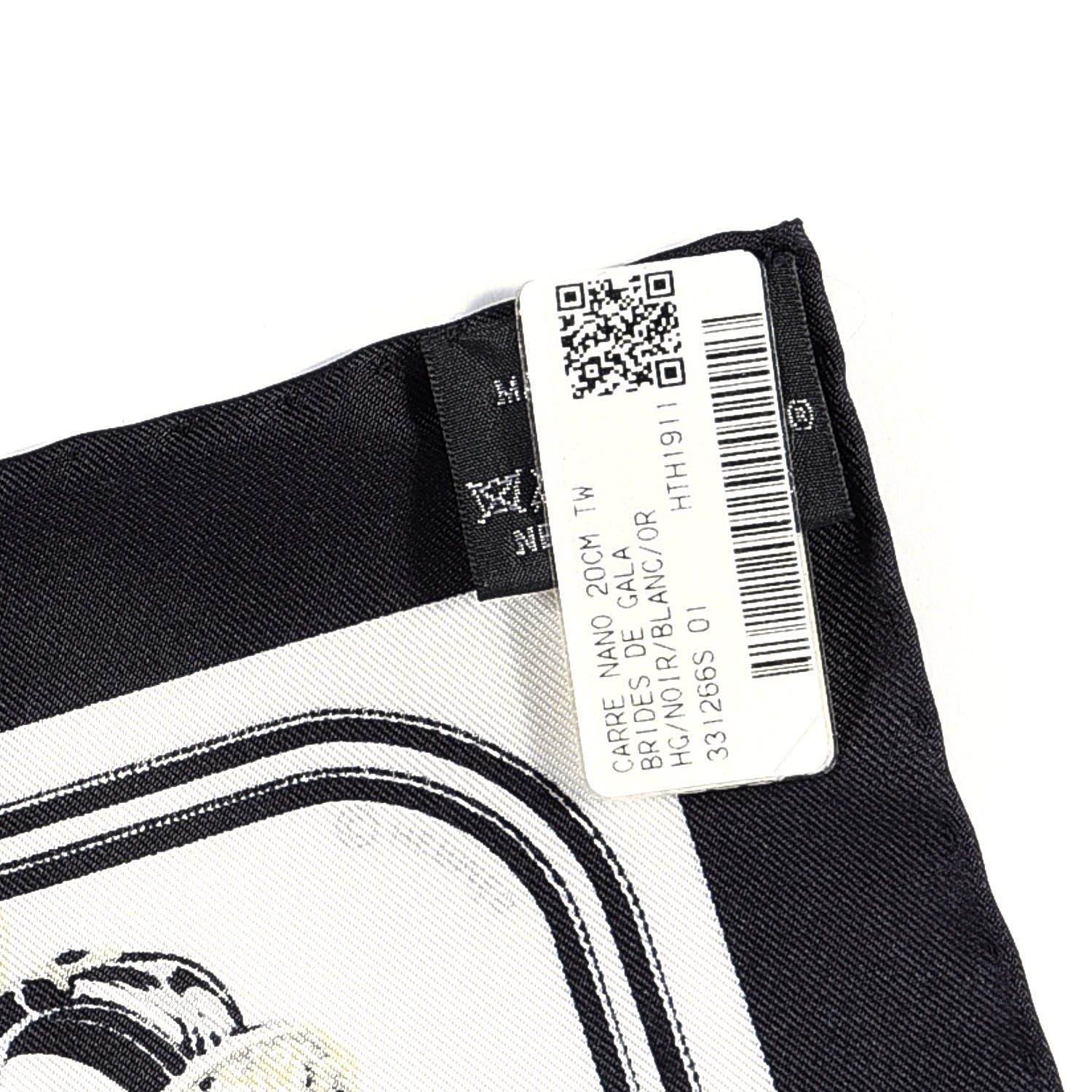 Hermes Silk Brides de Gala Nano Scarf 20 Black White Or 6 of 6