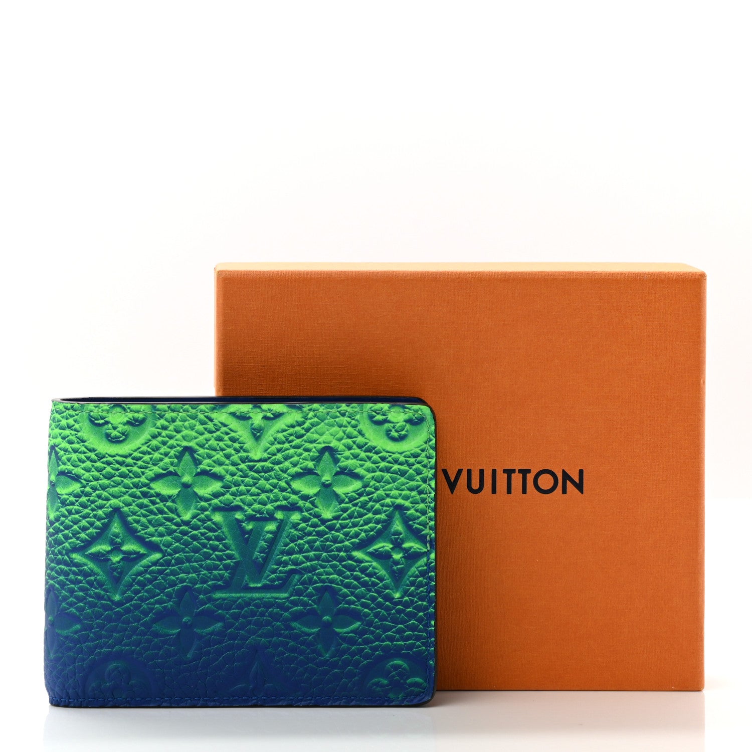 Louis Vuitton Taurillon Illusion Slender Wallet Bleu Vert 7 of 7