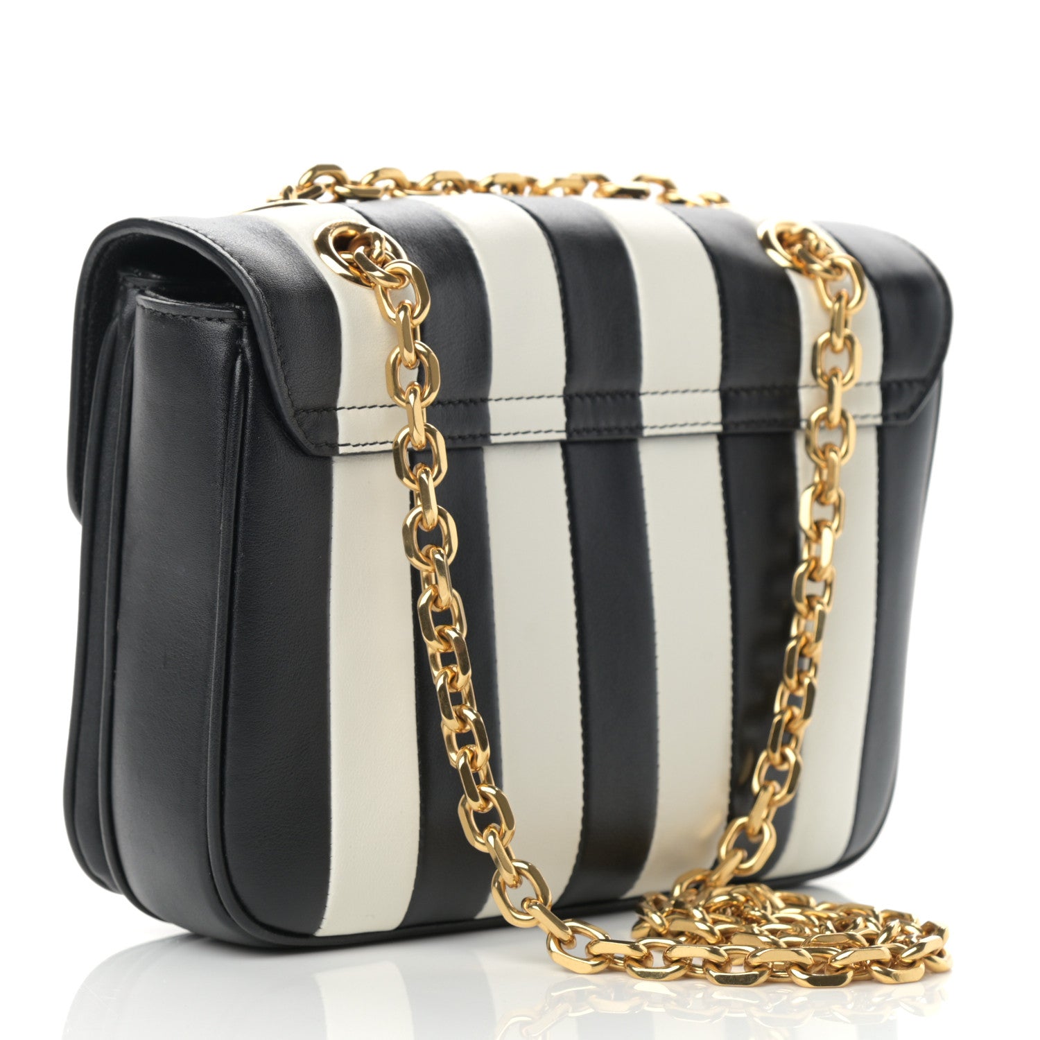 Celine Shiny Calfskin Stripes Small C Bag Black 3 of 13