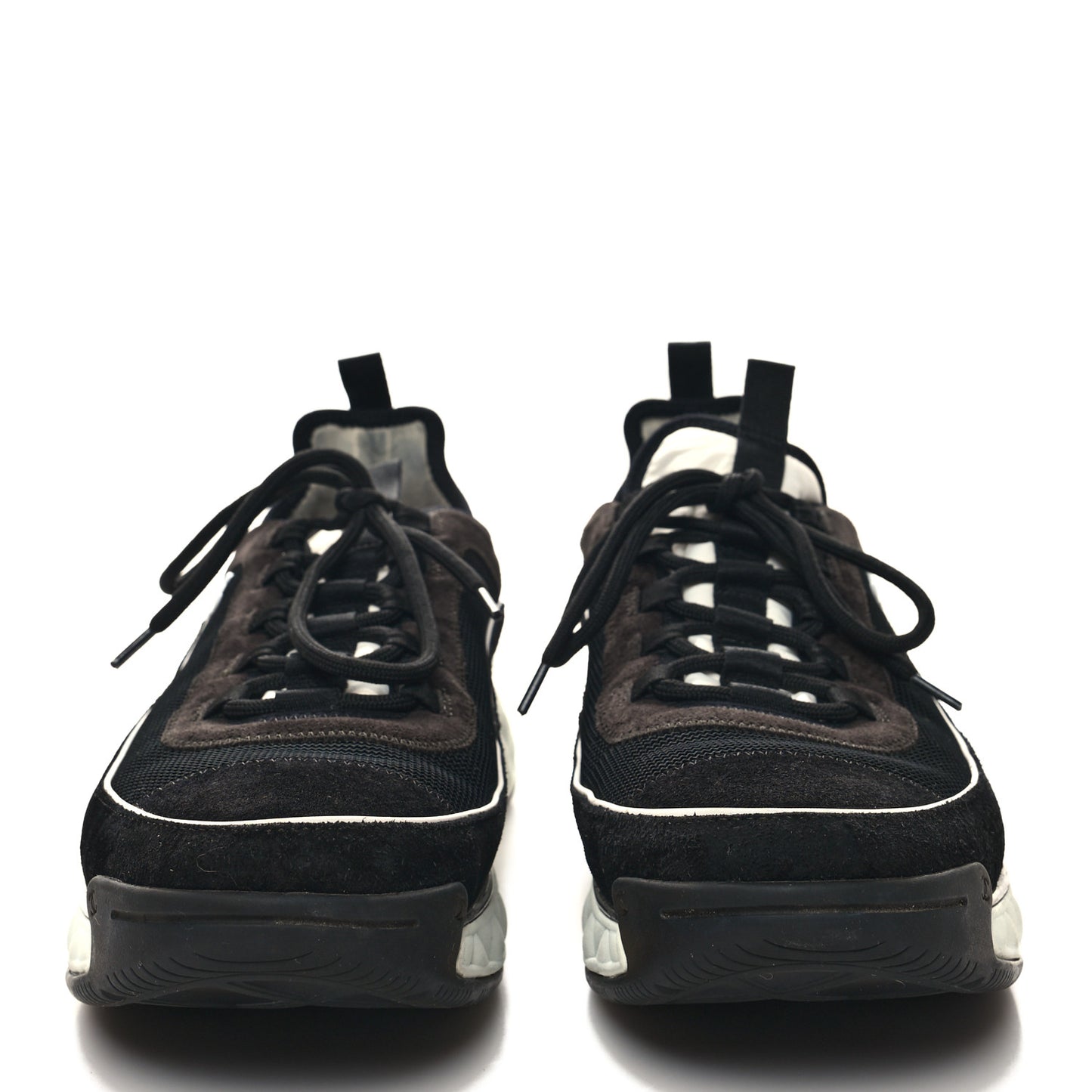 Velvet Calfskin Mixed Fibers Mens CC Sneakers 45 Black