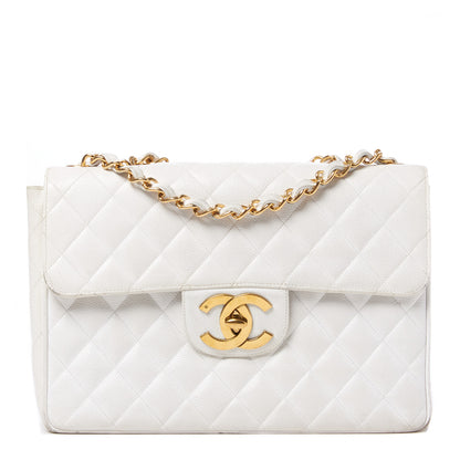 Chanel Caviar Quilted Jumbo Single Flap White 1 of 11