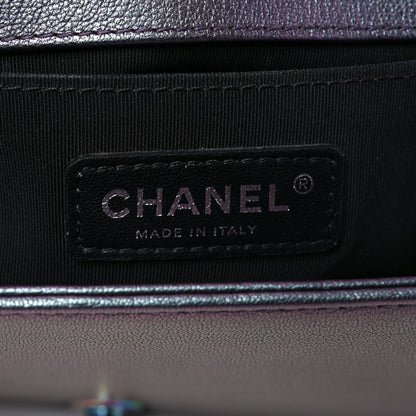 Chanel Iridescent Goatskin Quilted Medium Boy Flap Purple 6 of 10