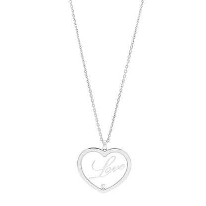 Chopard 18K White Gold Diamond Happy Diamonds Love Pendant Necklace 1 of 4