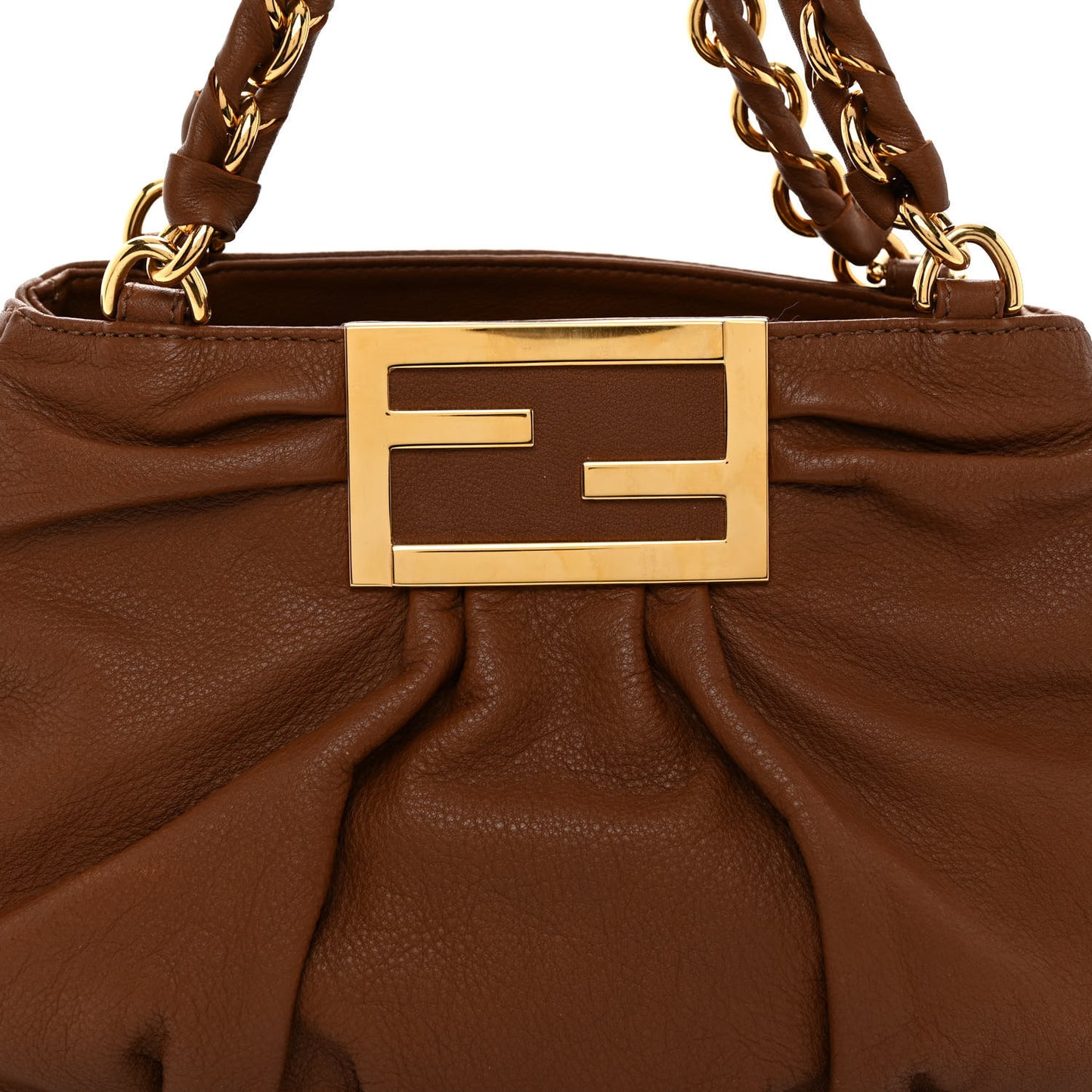 Crinkled Lambskin Small Mia Tote Camel