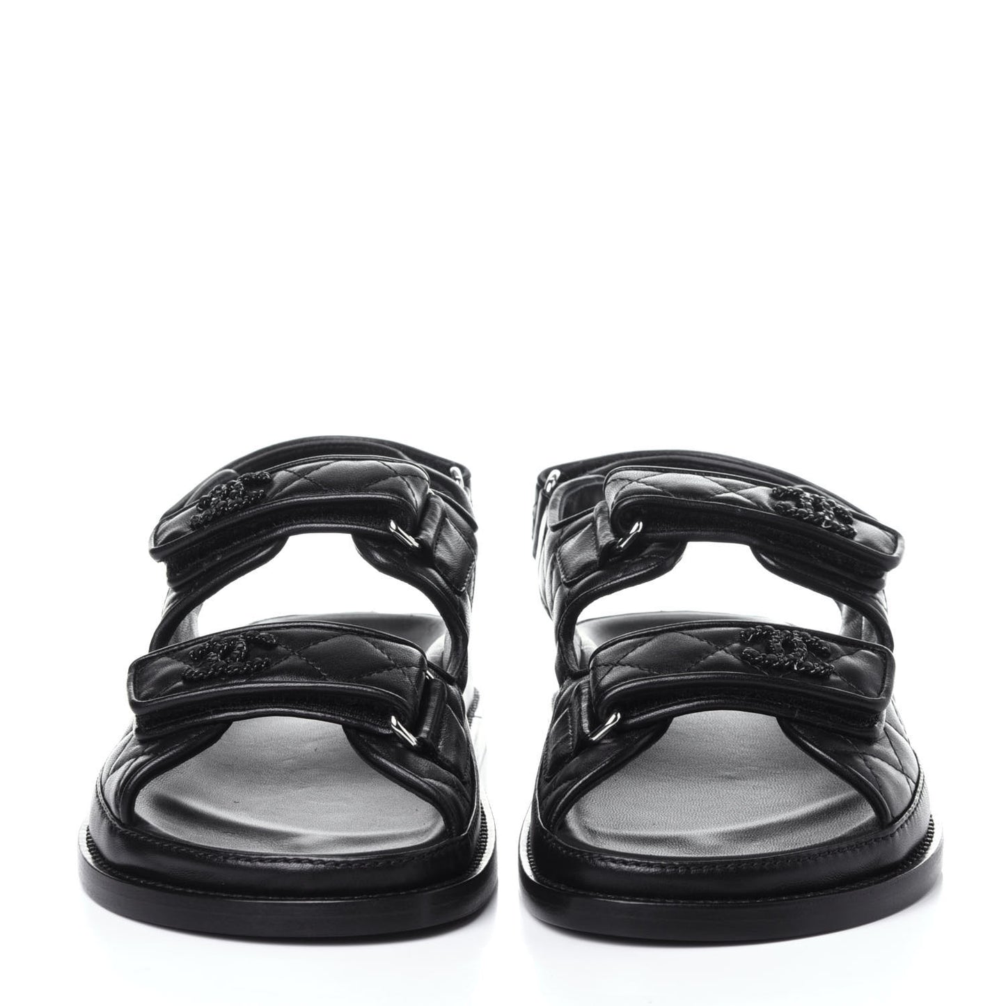 Lambskin Velcro Dad Sandals 37 Black