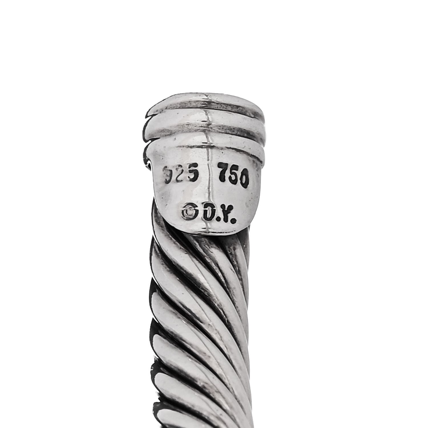 David Yurman Sterling Silver 18K White Gold Diamond 5mm Cable Classics Station Bracelet 3 of 3