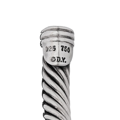 David Yurman Sterling Silver 18K White Gold Diamond 5mm Cable Classics Station Bracelet 3 of 3