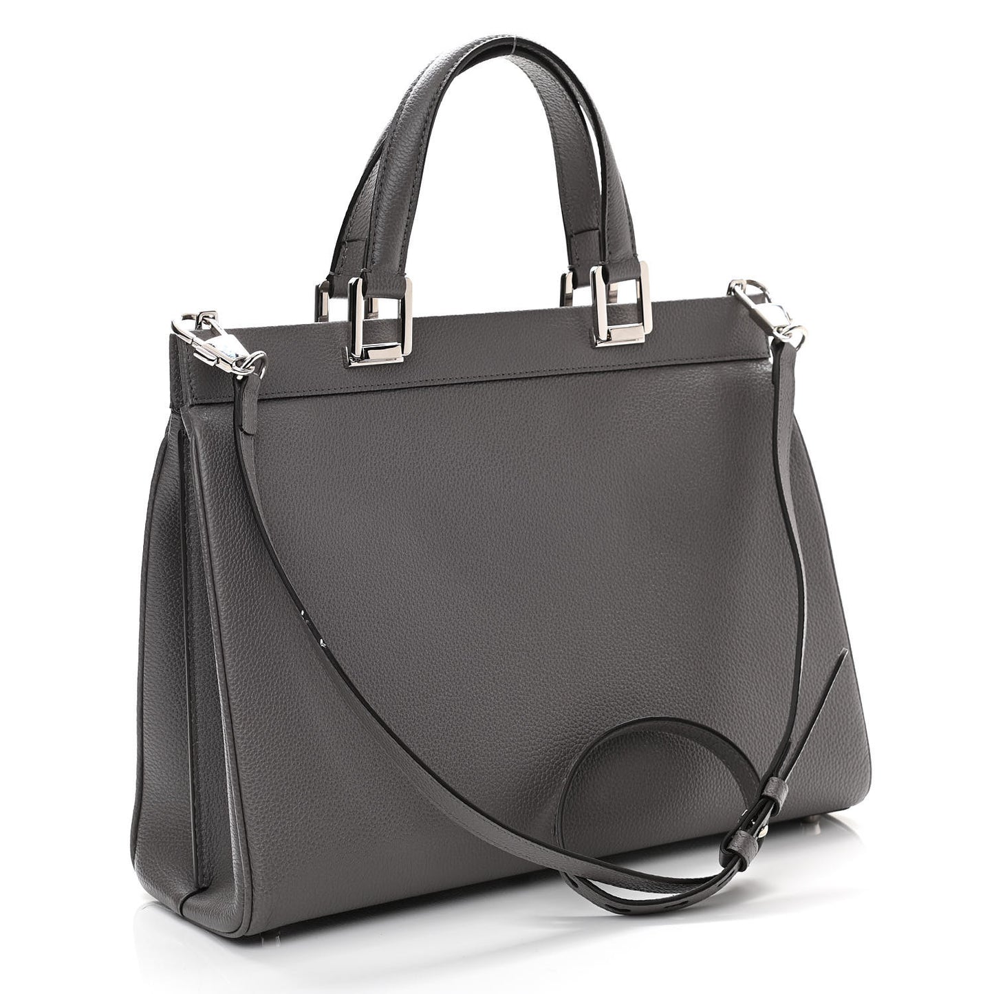 Grainy Calfskin Medium Zumi Top Handle Bag Dusty Grey