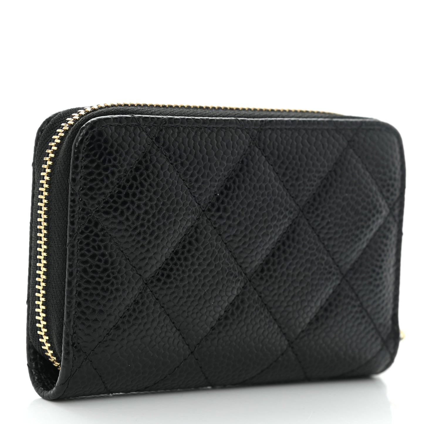 Caviar Quilted Zip Coin Purse Black