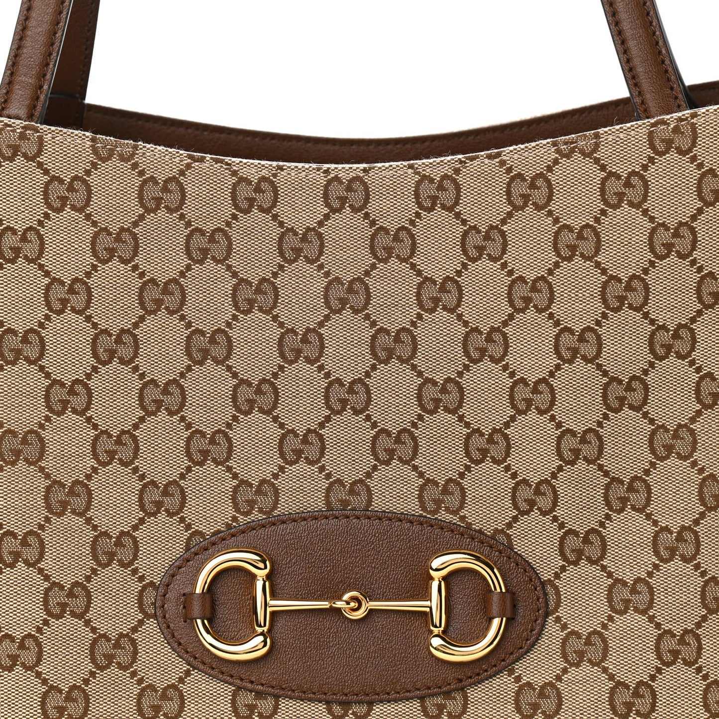 Monogram Horsebit 1955 Tote Bag Beige Brown Sugar