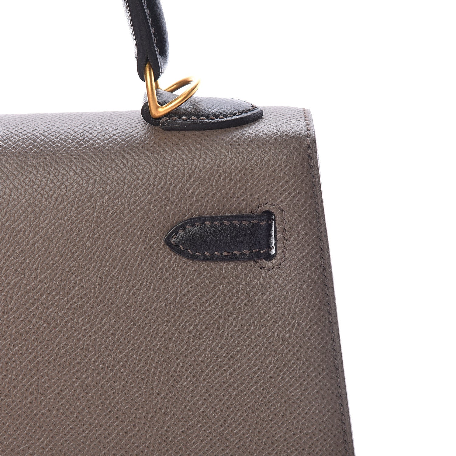 Hermes Epsom Bi Color Horseshoe Kelly Sellier 25 Etain Black 17 of 40