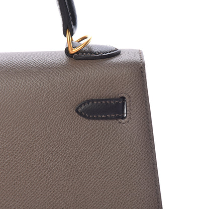 Hermes Epsom Bi Color Horseshoe Kelly Sellier 25 Etain Black 17 of 40