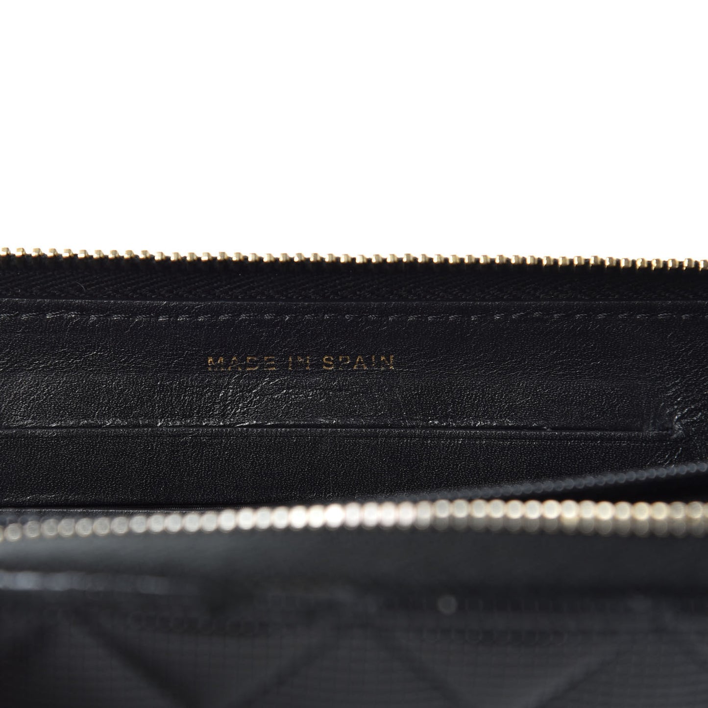 Calfskin Quilted Pixel Effect Medium Zip Around Wallet Black