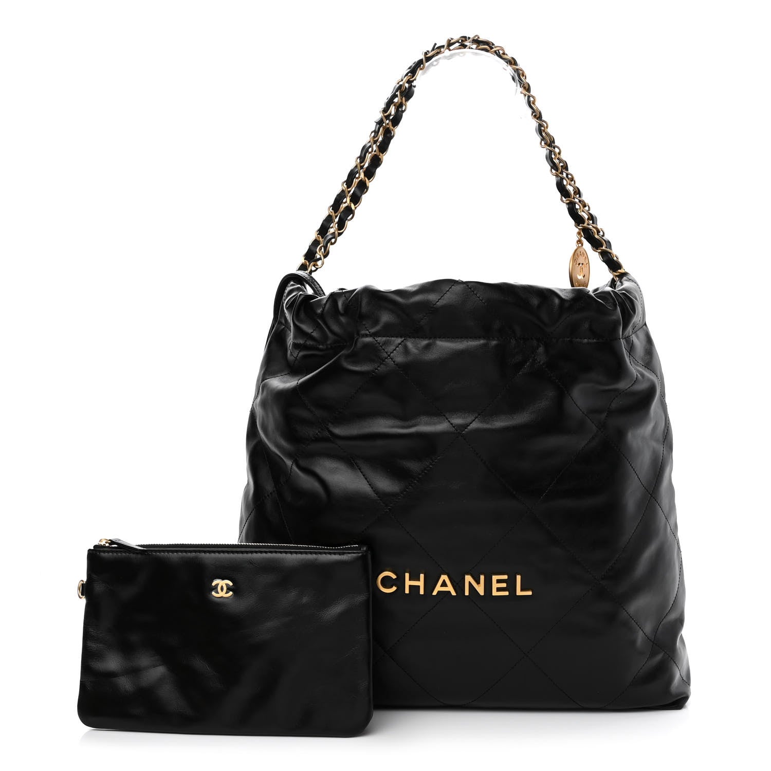 Chanel Shiny Calfskin Quilted Chanel 22 Black 1 of 11