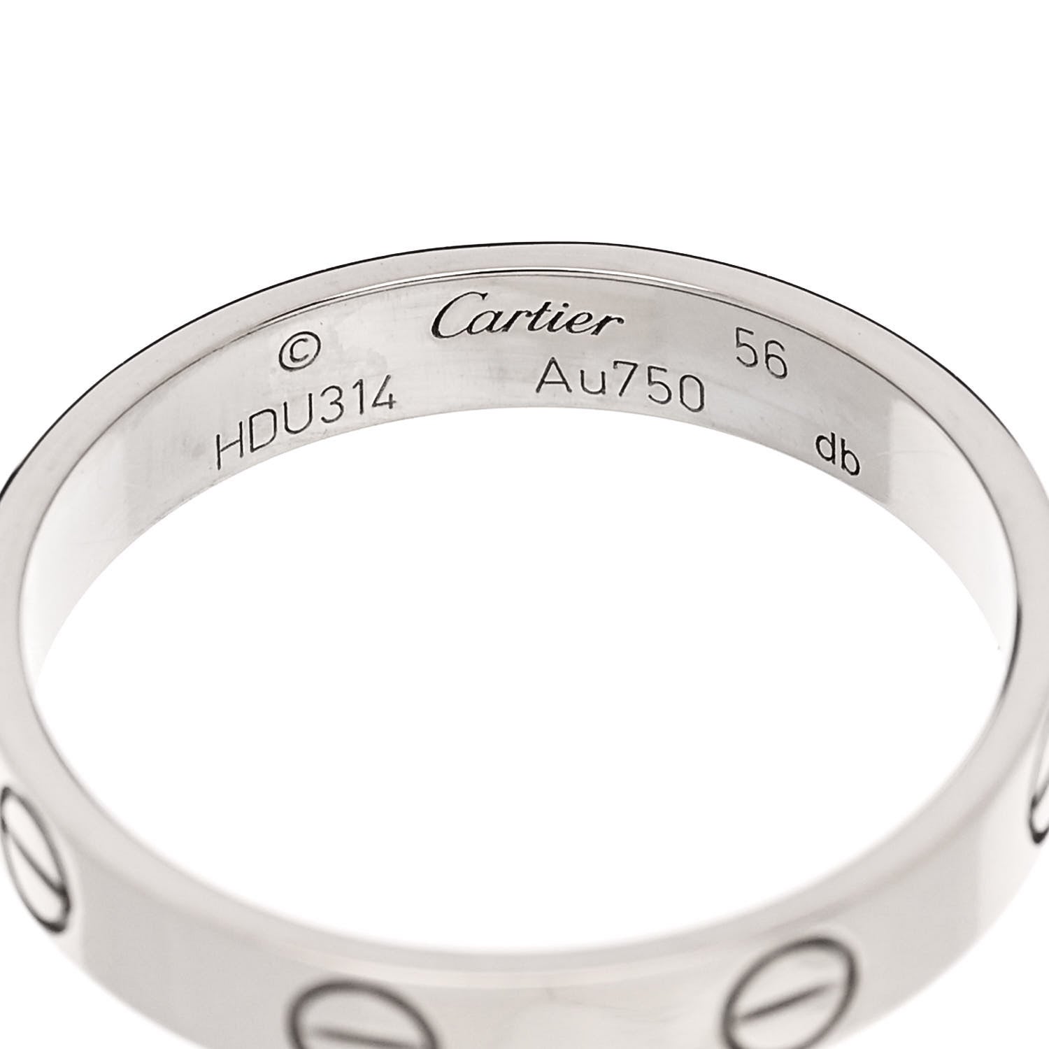 Cartier 18K White Gold 3.5mm LOVE Wedding Band Ring 56 7.75 4 of 5