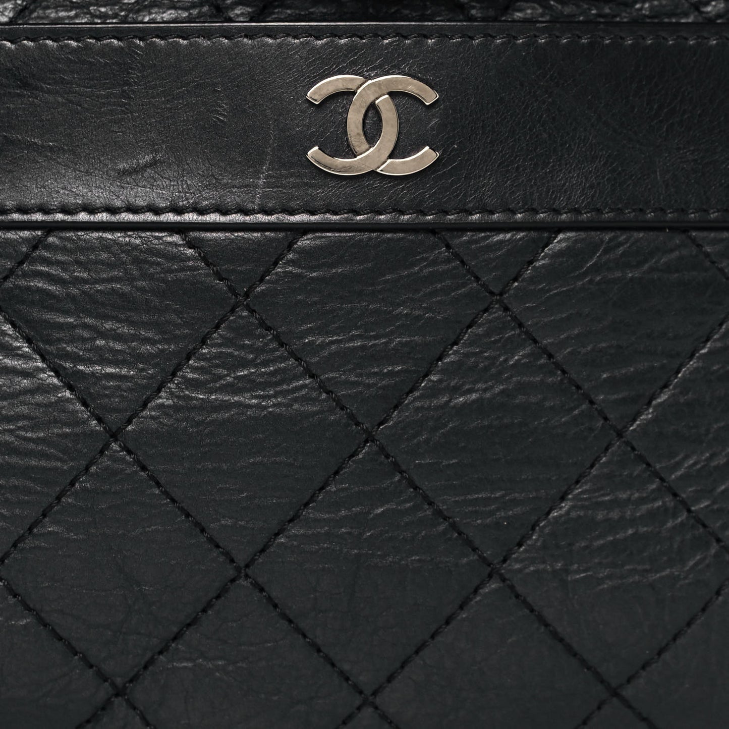 Aged Calfskin Quilted Crossbody Double Chain Bag Black