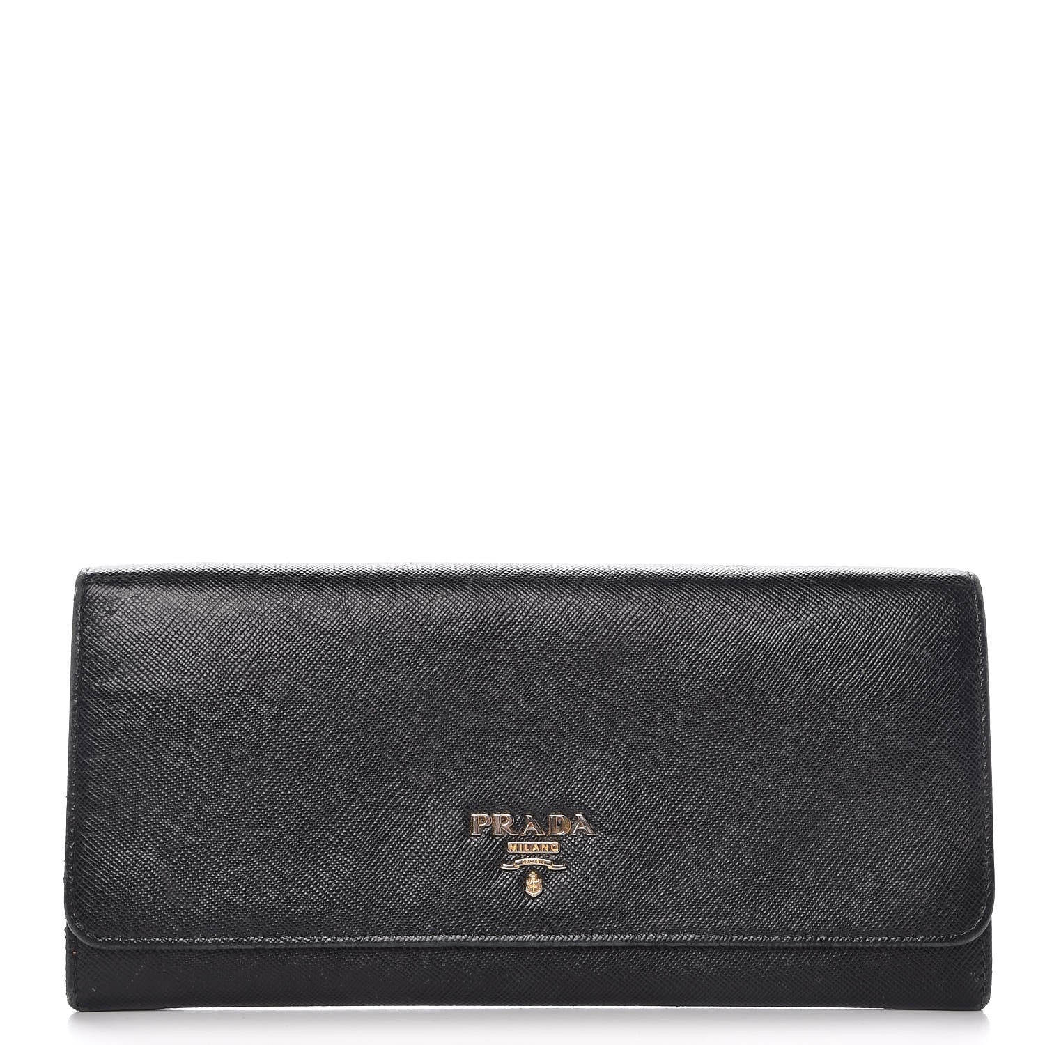 Prada Saffiano Metal Oro Chain Wallet Black 1 of 12