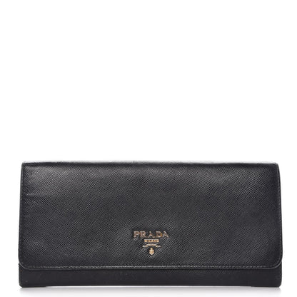 Prada Saffiano Metal Oro Chain Wallet Black 1 of 12