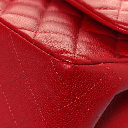 Chanel Caviar Quilted Jumbo Double Flap Red 10 of 18
