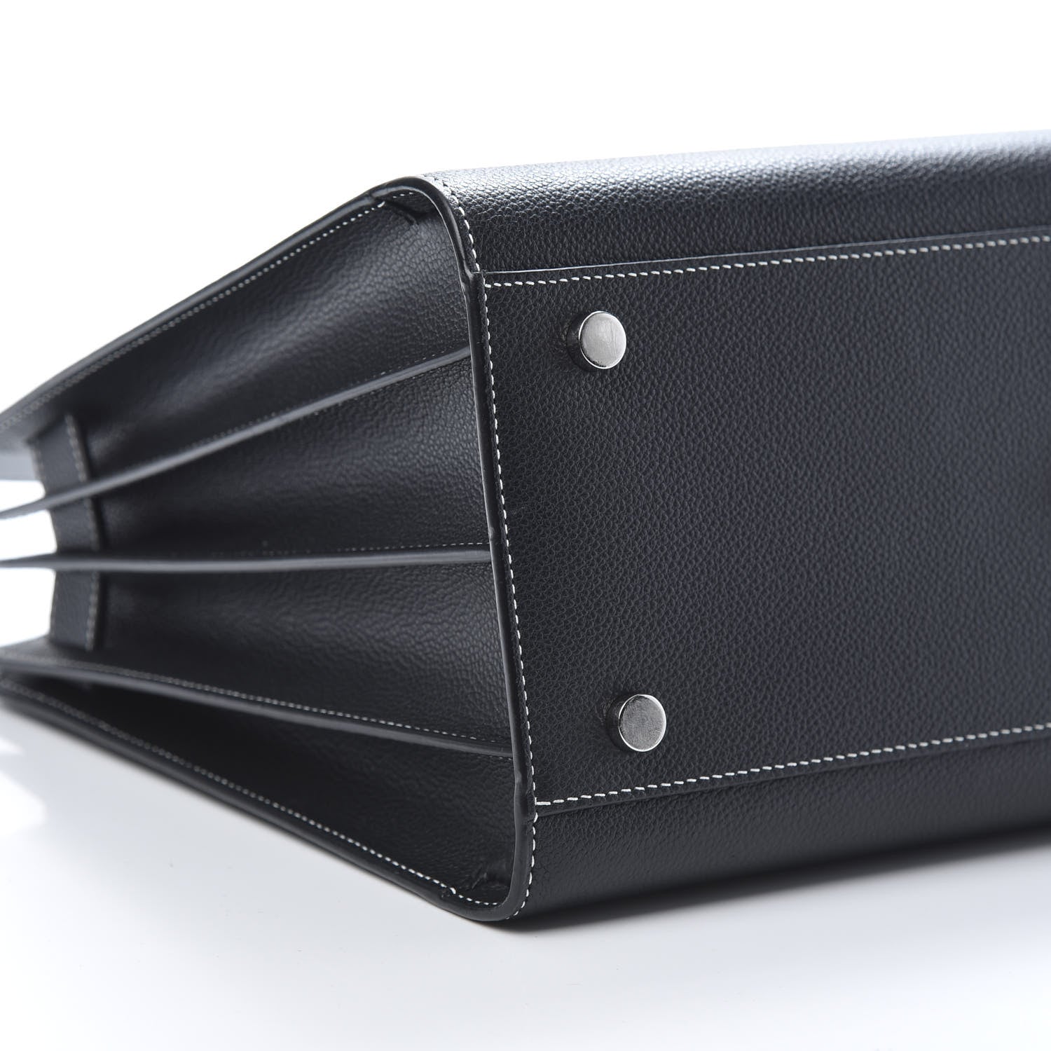 Saint Laurent Grained Calfskin Topstitch Small Sac De Jour Black Porcelain 9 of 11