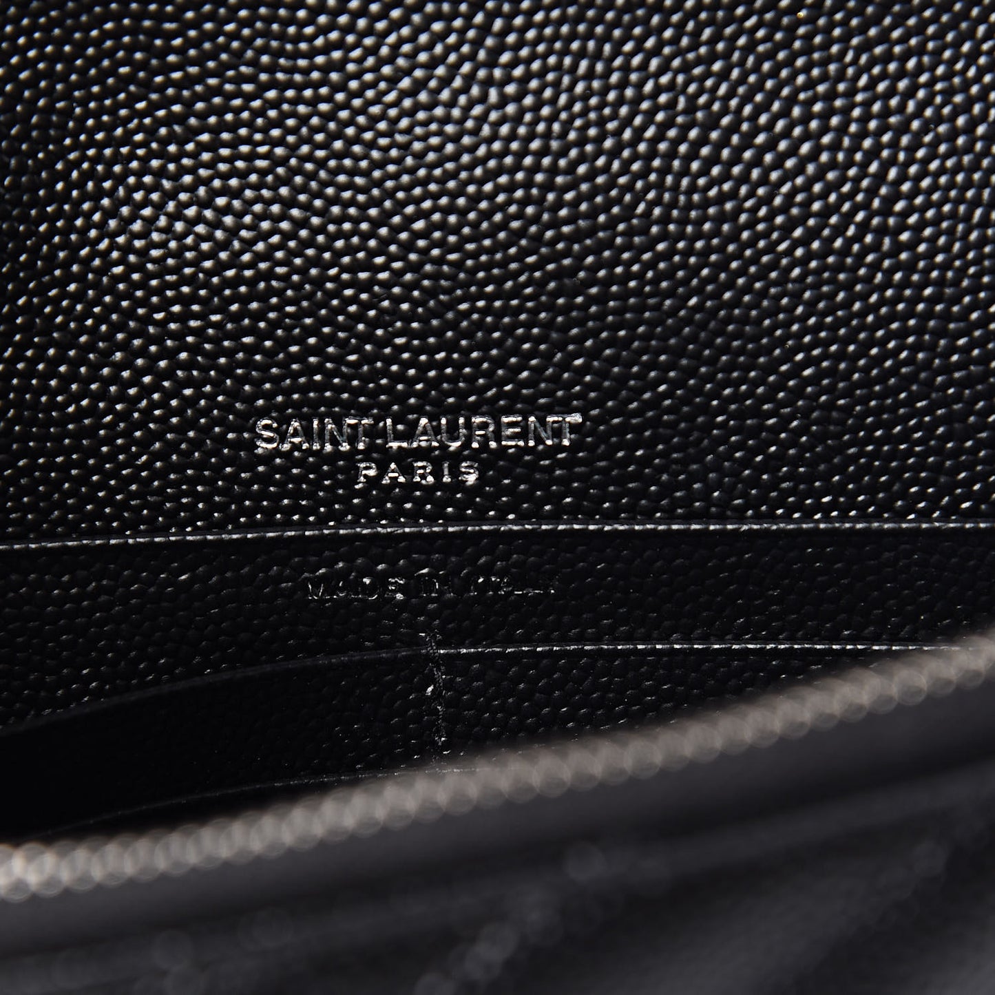 Grain De Poudre Matelasse Chevron Monogram Envelope Chain Wallet Black