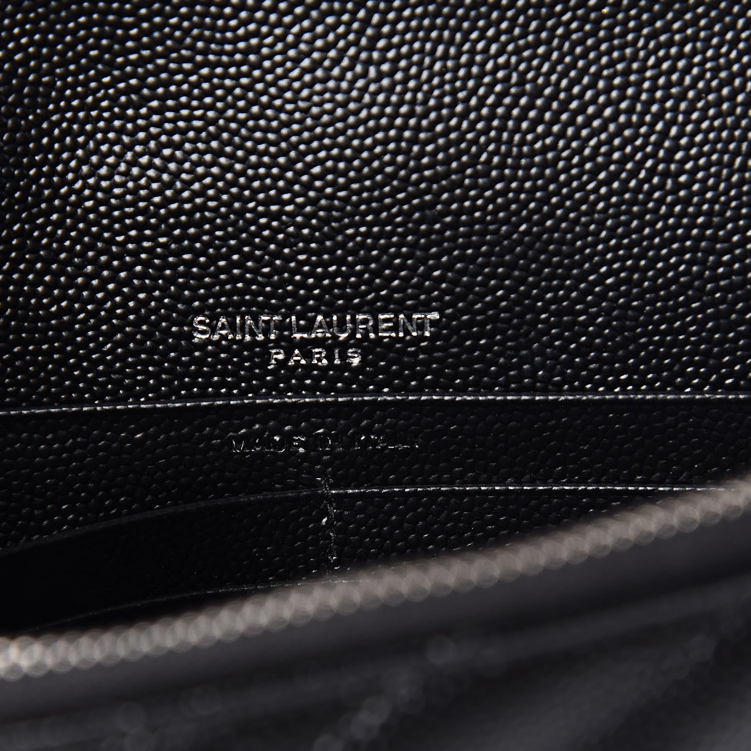 Saint Laurent Grain De Poudre Matelasse Chevron Monogram Envelope Chain Wallet Black 6 of 10
