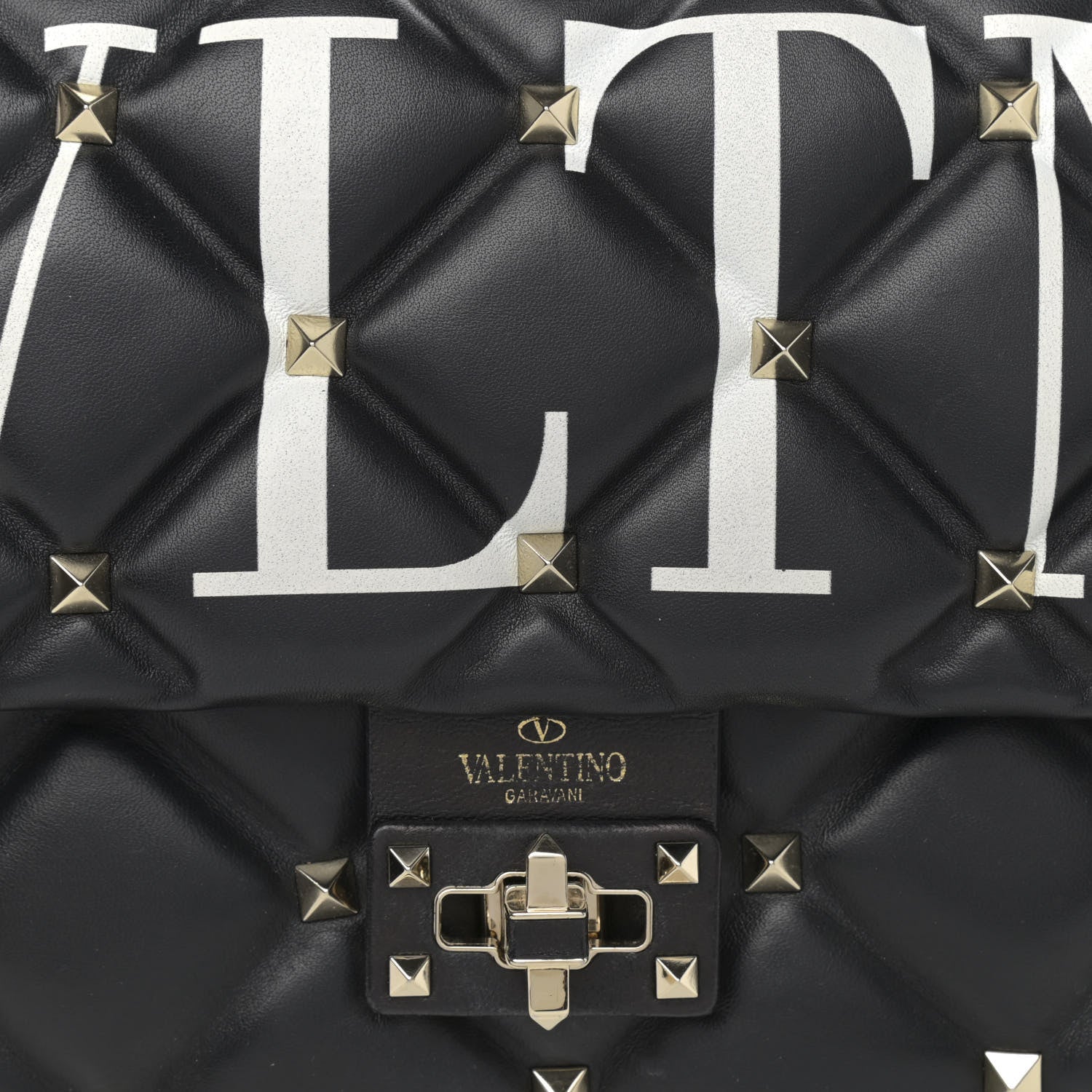Valentino Garavani Lambskin VLTN Print Candystud Top Handle Bag Black 6 of 12