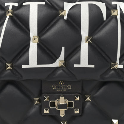 Valentino Garavani Lambskin VLTN Print Candystud Top Handle Bag Black 6 of 12