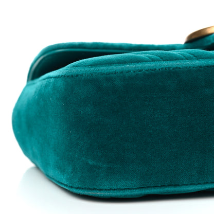 Gucci Velvet Matelasse Mini GG Marmont Shoulder Bag Pavone Cyan 6 of 9