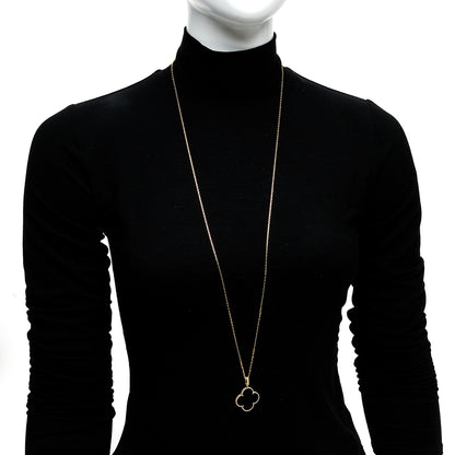 Van Cleef & Arpels 18K Yellow Gold Black Onyx Magic Alhambra Pendant Necklace 2 of 6