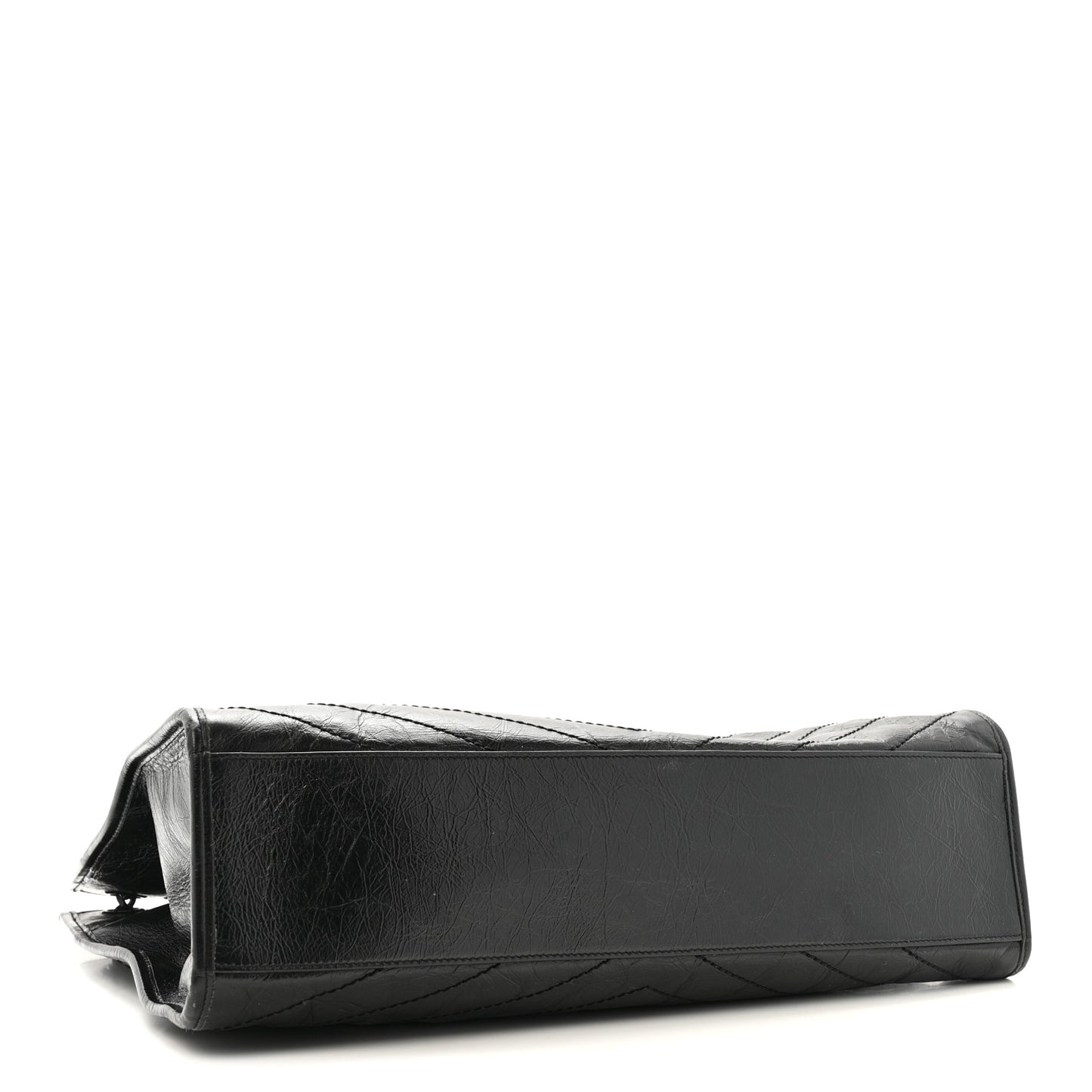 Crinkled Calfskin Matelasse Monogram Large Niki Shopper Tote Black