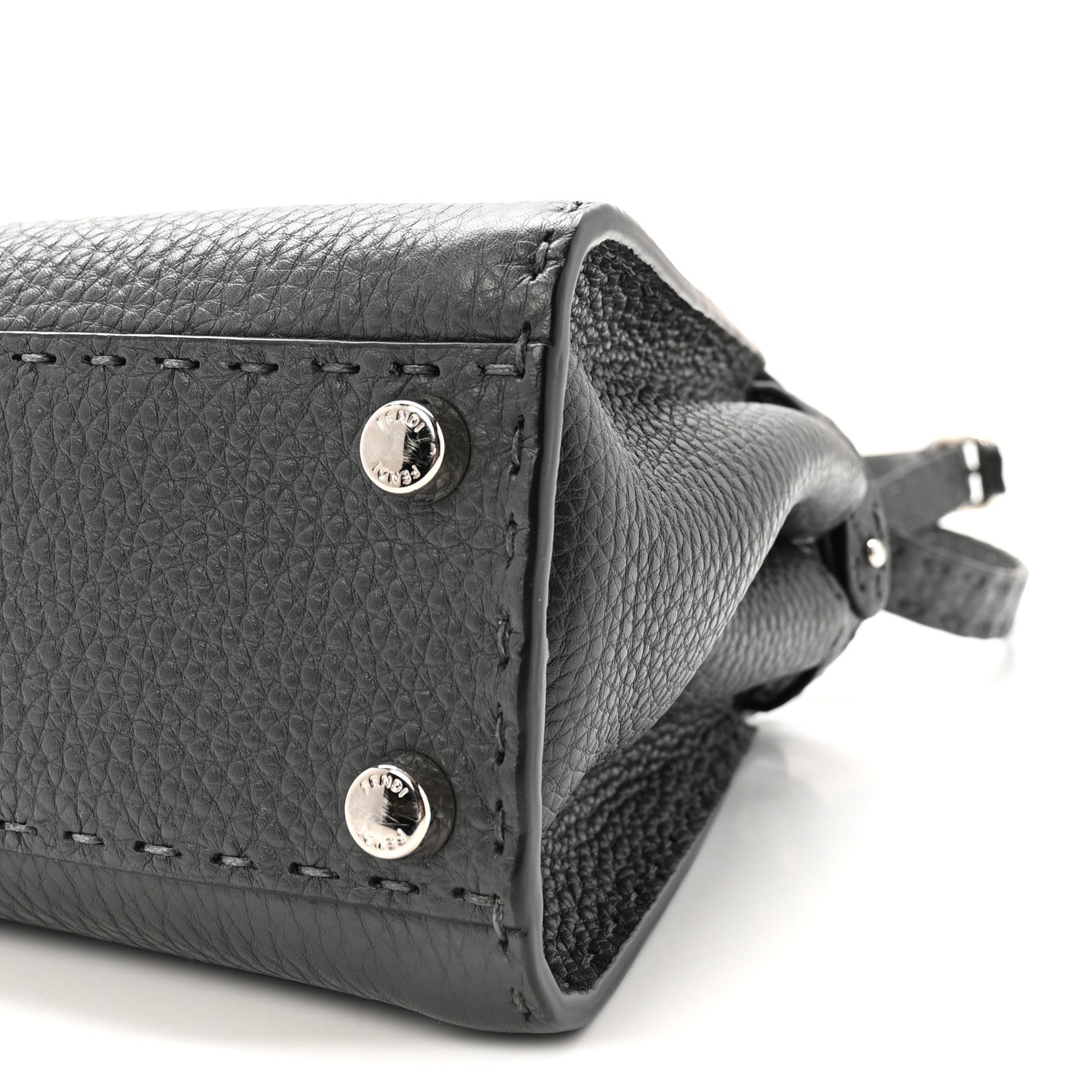Fendi Cuoio Romano Selleria Bi-Color Mini Peekaboo Iconic Satchel Asfalto Latte 9 of 10