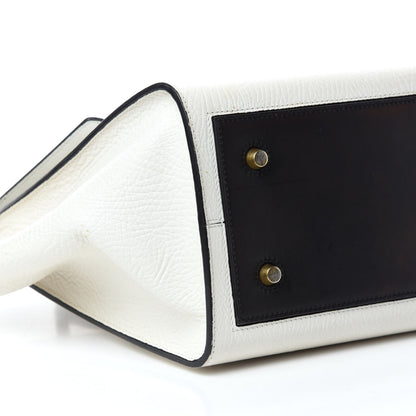 Celine Elephant Calfskin Bi-Color Small Tie Knot Tote White Black 6 of 22