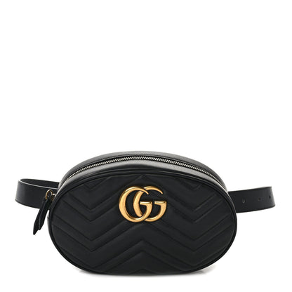 Gucci Calfskin Matelasse GG Marmont Belt Bag 95 38 Black 1 of 11