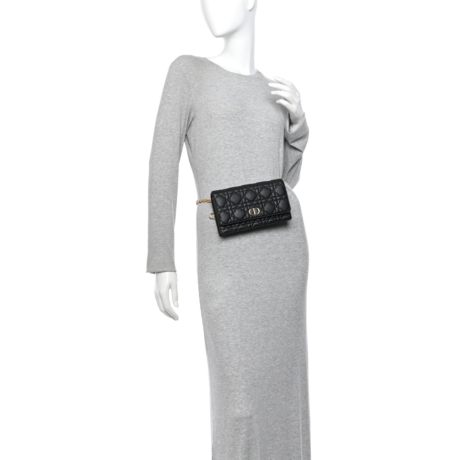 Christian Dior Supple Calfskin Caro Pouch with Chain Black 2 of 12