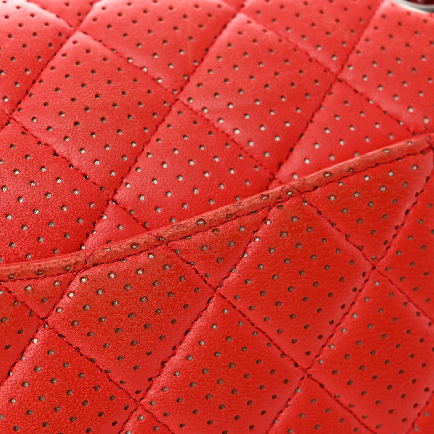 Chanel Lambskin Perforated Medium Double Flap Red 27 of 28
