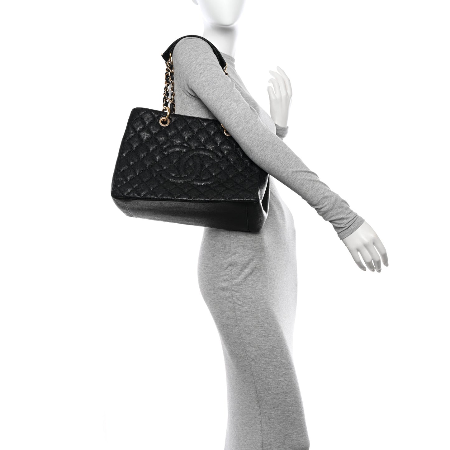 Caviar Quilted Grand Shopping Tote GST Black