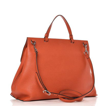 Gucci Cellarius Calfskin Large Bamboo Daily Top Handle Bag New Dark Orange 4 of 10