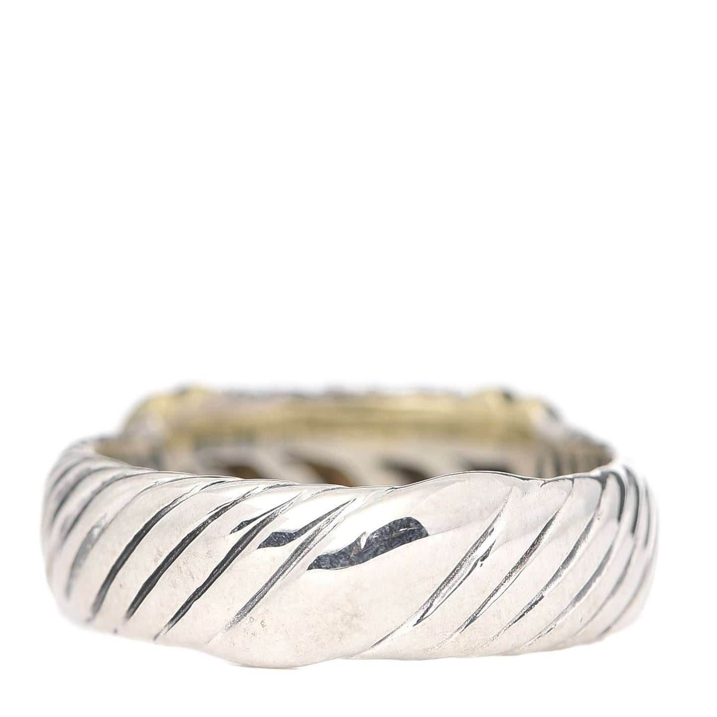 Sterling Silver 18K Yellow Gold Diamond 8mm Metro Cable Ring 53 6.5