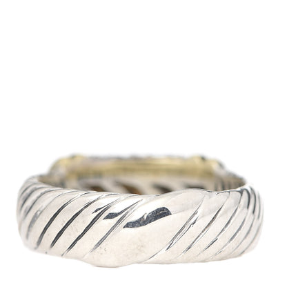 David Yurman Sterling Silver 18K Yellow Gold Diamond 8mm Metro Cable Ring 53 6.5 4 of 7