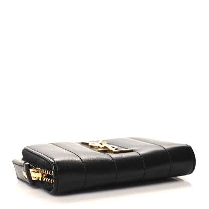 Saint Laurent Lambskin Matelasse Monogram Vicky Zip Around Card Holder Black 4 of 8