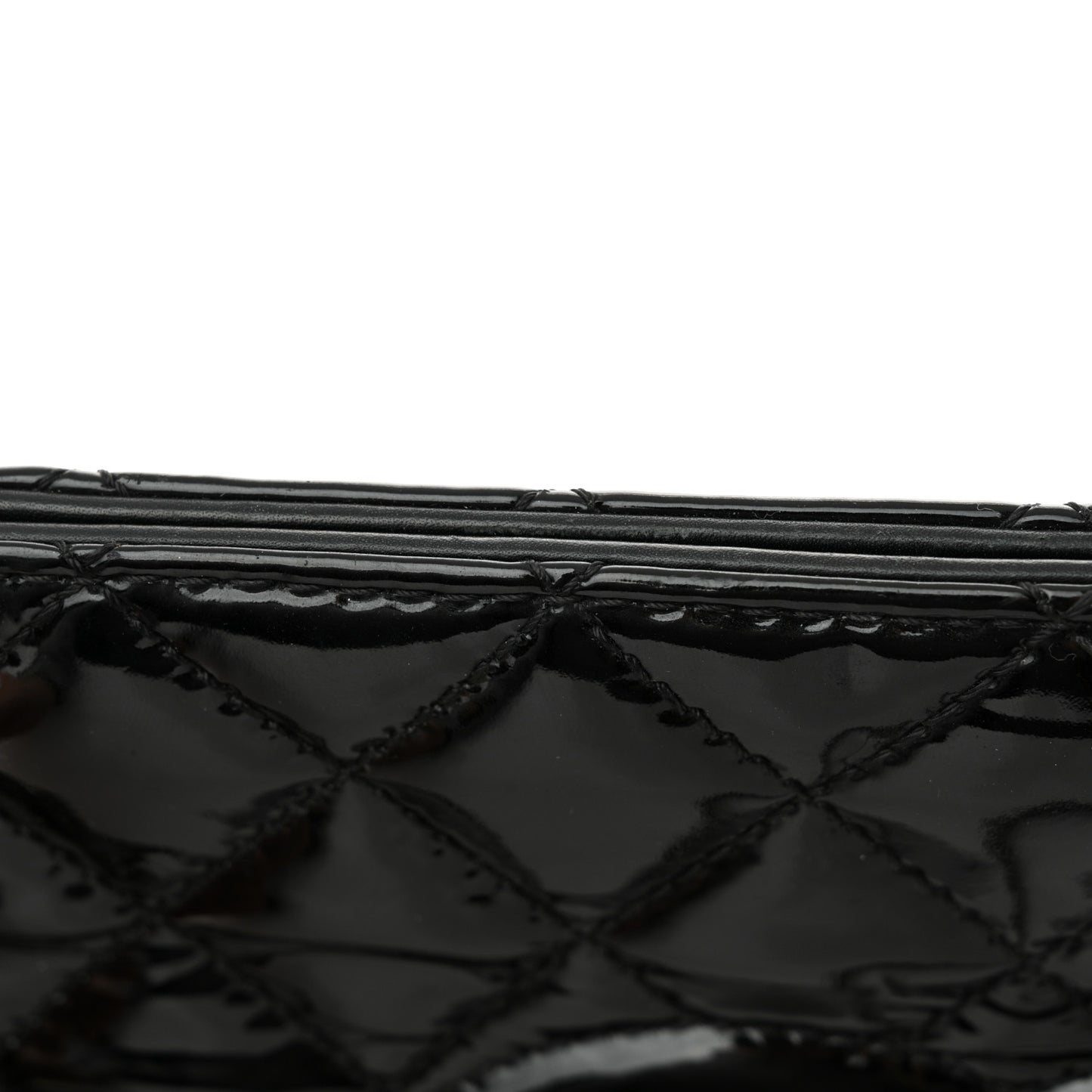 Patent Quilted Timeless CC Shopping Tote Black