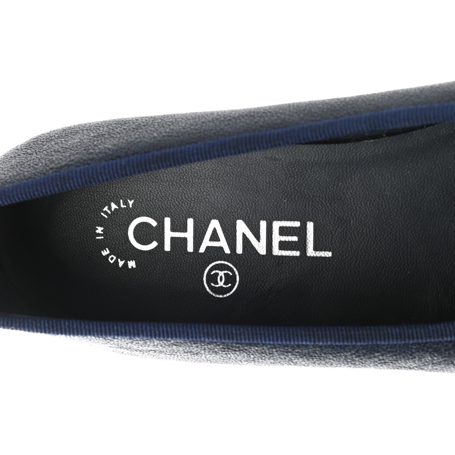 Chanel Caviar CC Cap Toe Ballerina Flats 36.5 Navy Blue 7 of 8