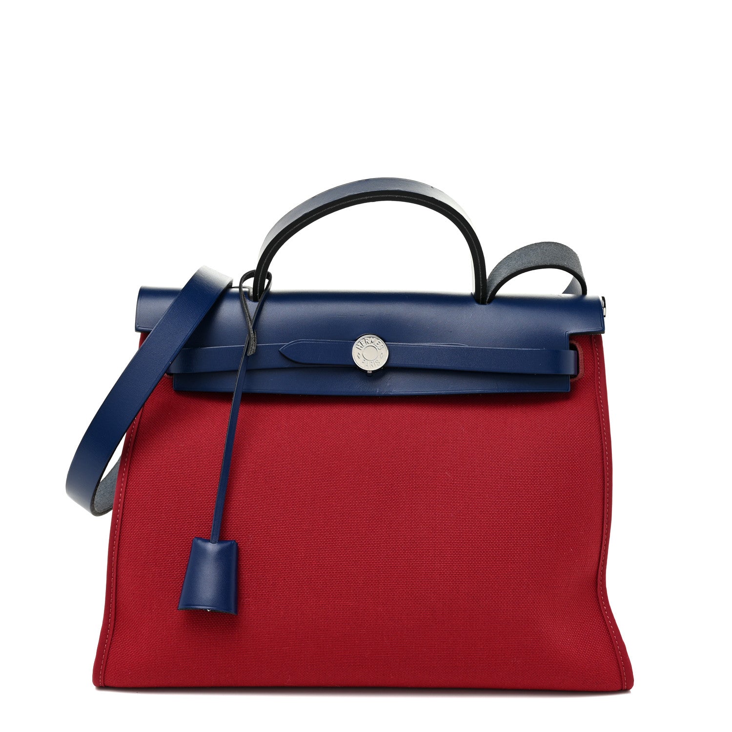 Hermes Military Toile Vache Hunter Herbag Zip 31 PM Rouge Grenat Bleu Saphir 1 of 12