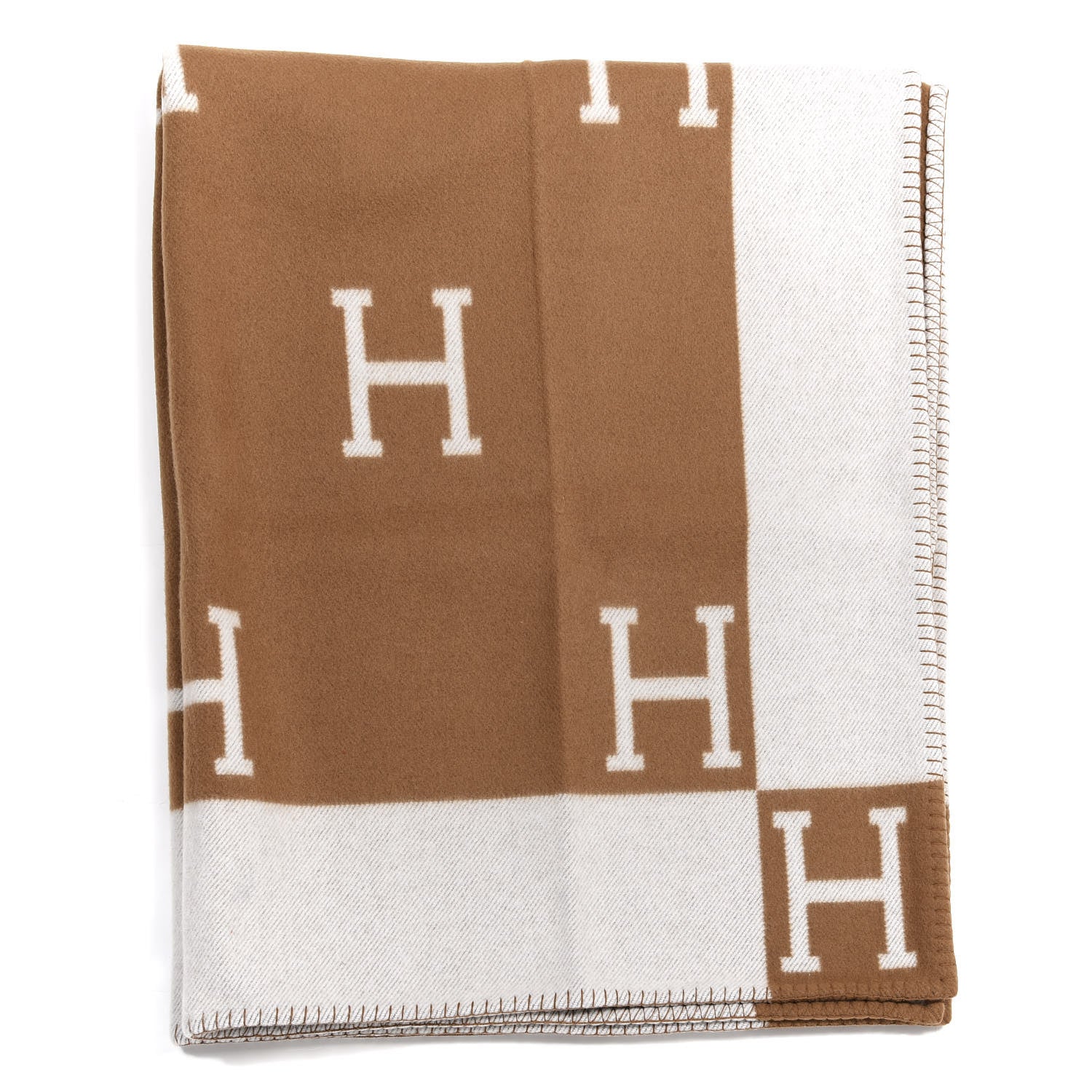 Hermes Wool Cashmere Avalon Blanket Ecru Camel 1 of 4