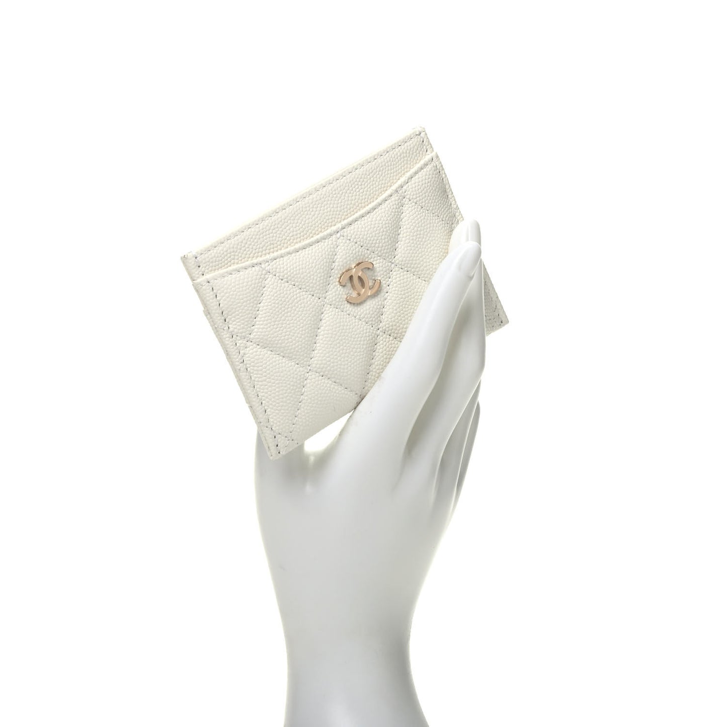 Caviar Quilted Card Holder White